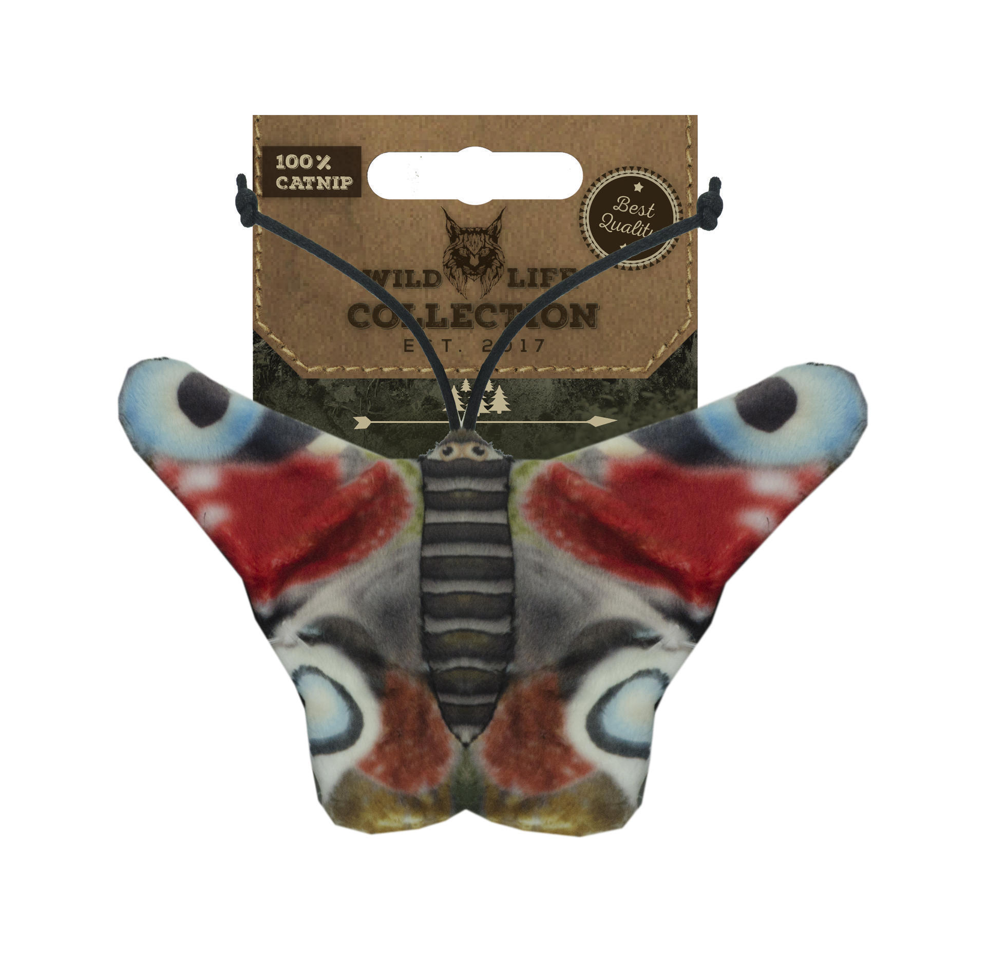 Peacock butterfly cat toy stuffed with catnip