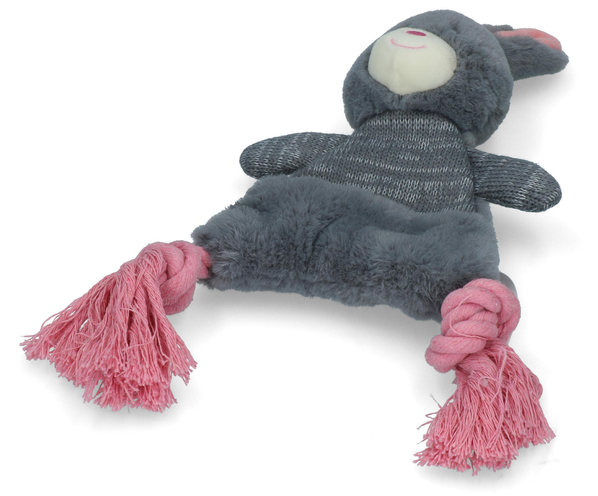 Crunchy bunny with rope dog toy