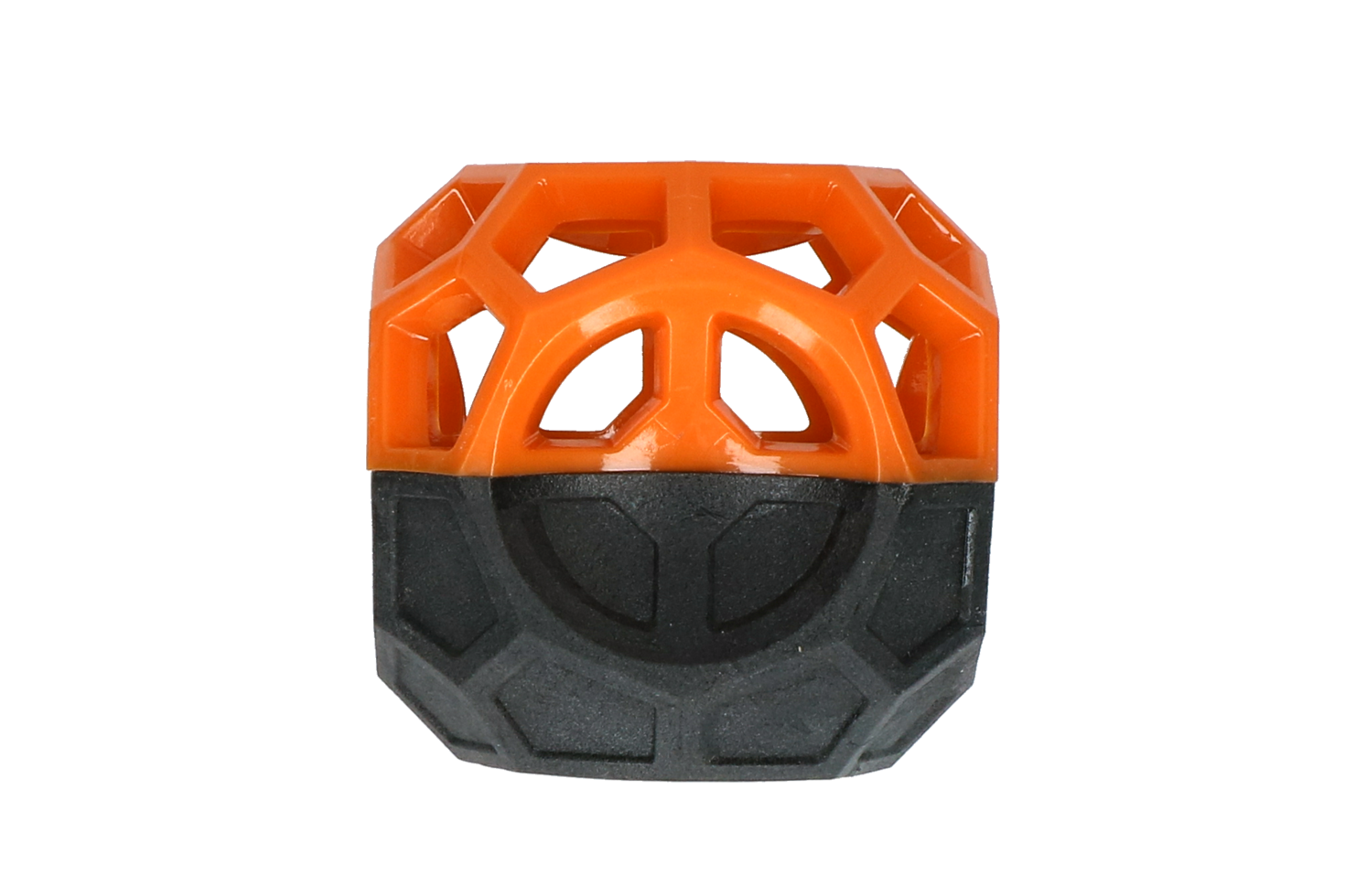 Moonstone orange dice shaped dog toy with fillable reward wall