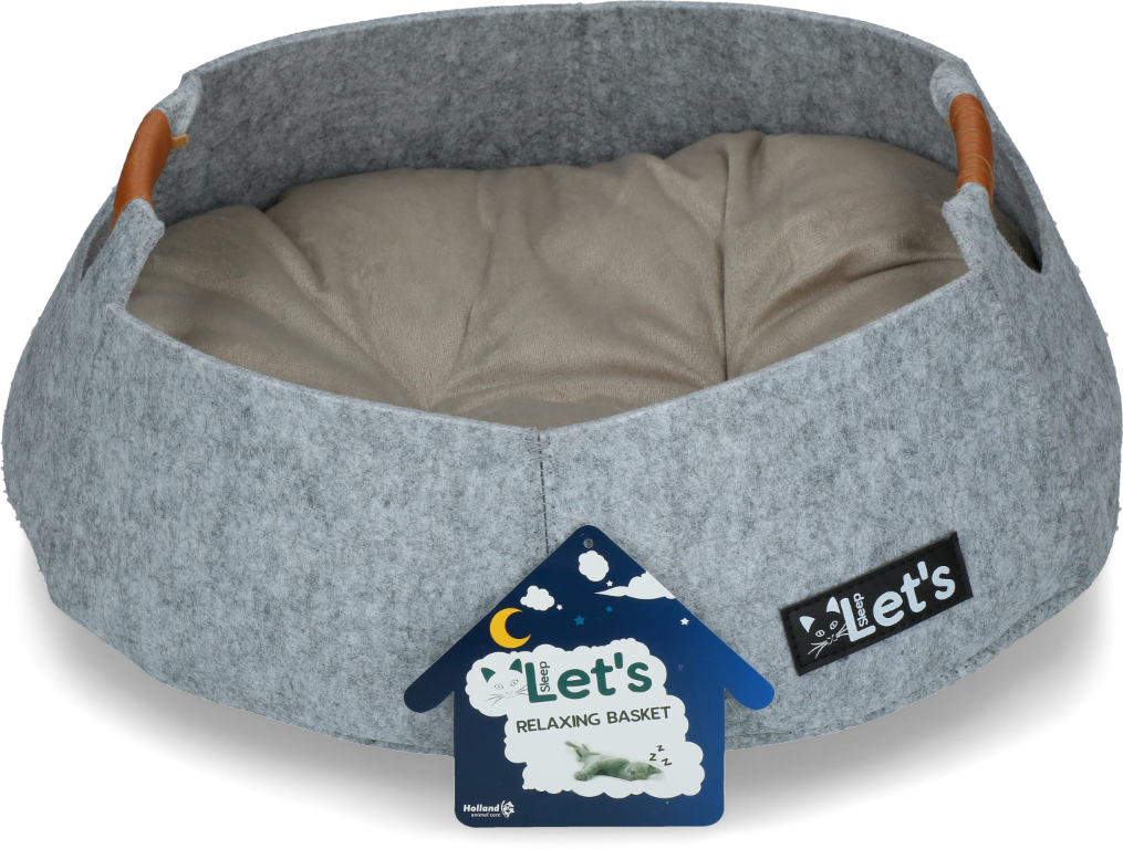 Resting basket cat, grey cat bed
