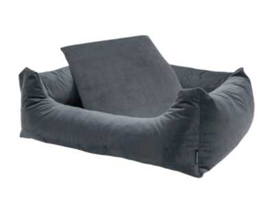Velour grey dog bed L