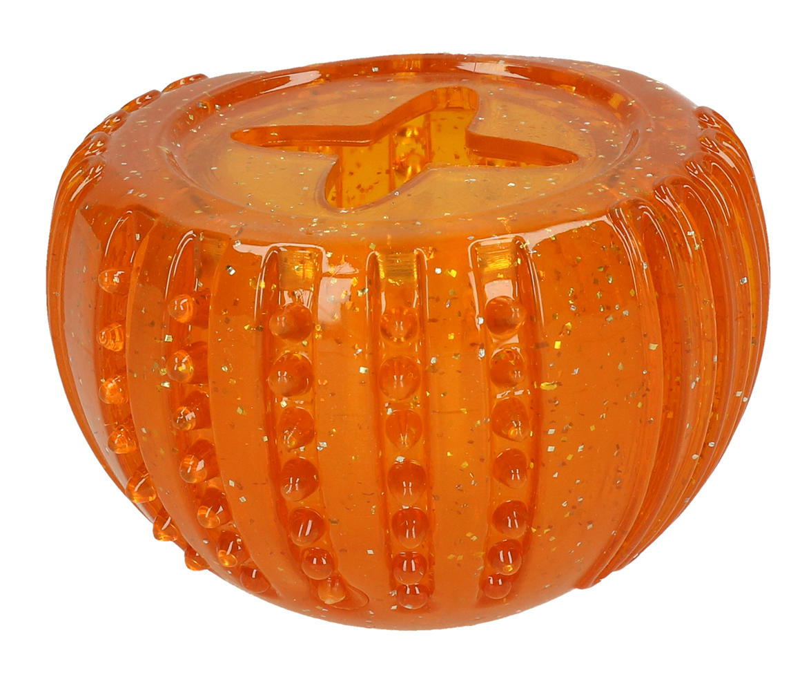 Chewing toy with teeth cleaning gum orange dog toy