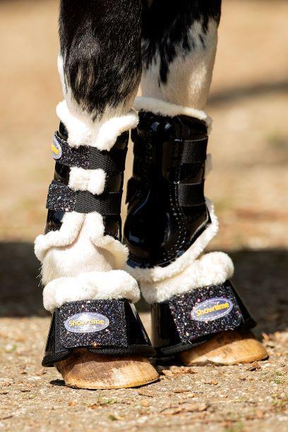 228 Show-time Gold Rush Glitter training tendon boots small size champagne color 3XS horse foot protection