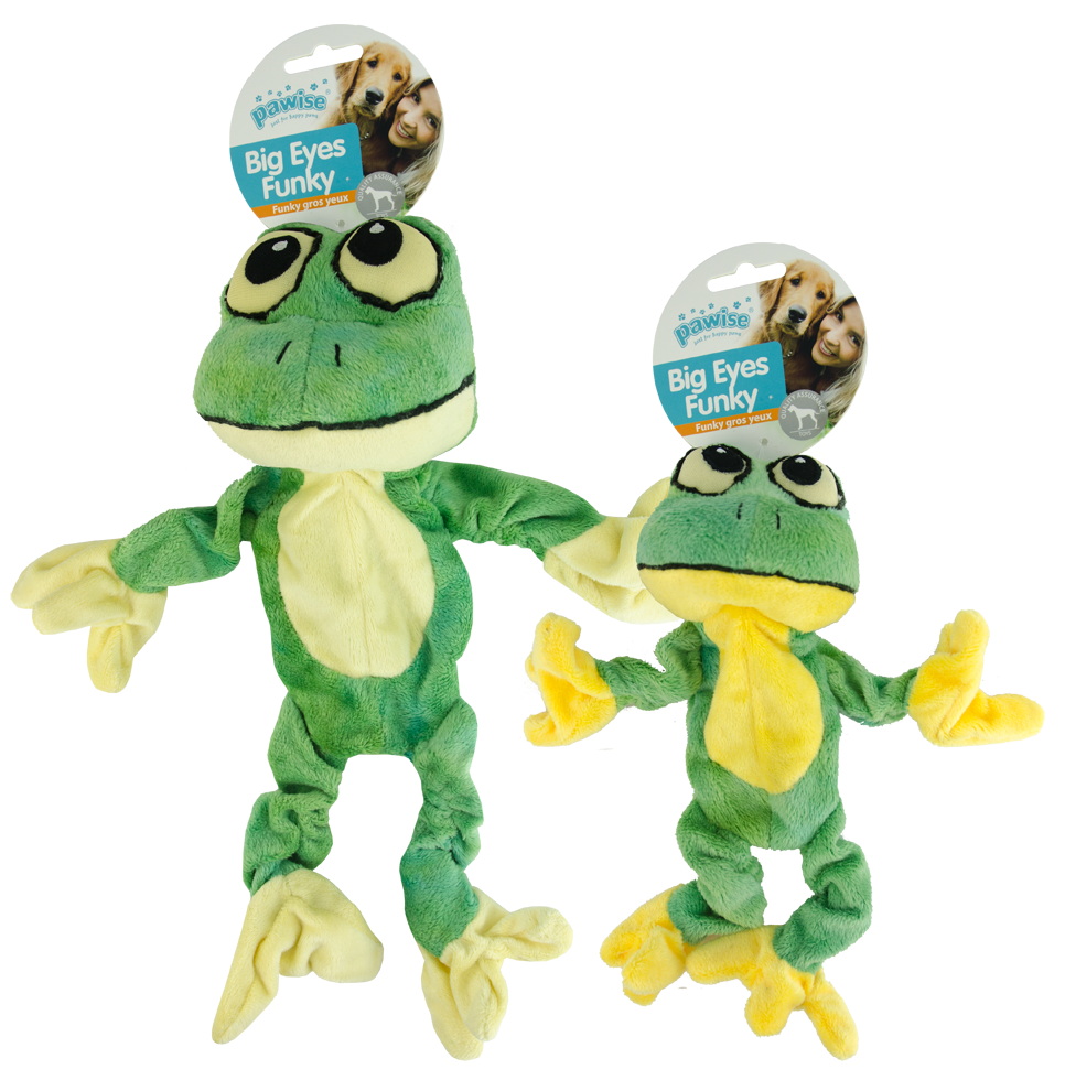 Big-eyed funky frog 29cm plush dog toy