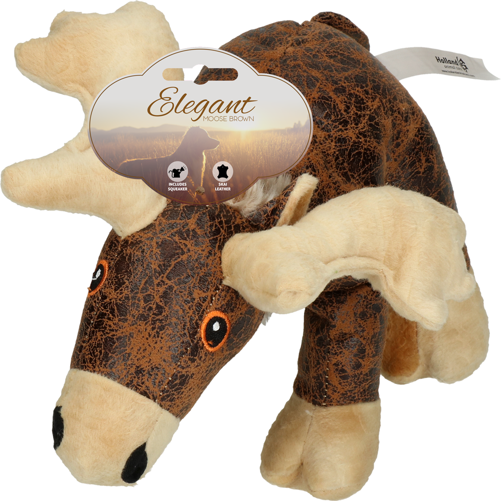 brown moose soft dog toy