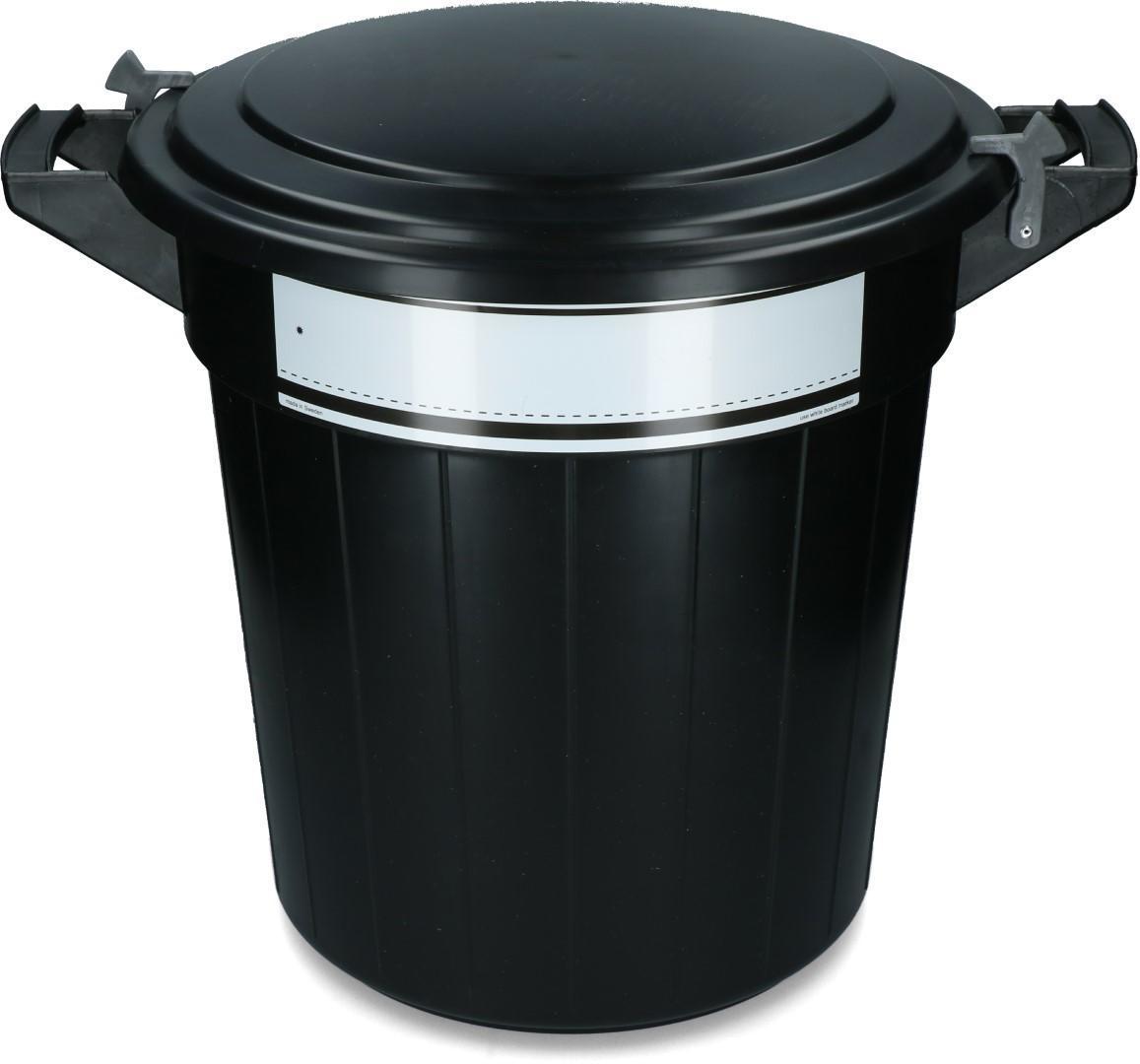 storage bucket with lockable lid with label 40 l black stable livestock feeding drink technology container