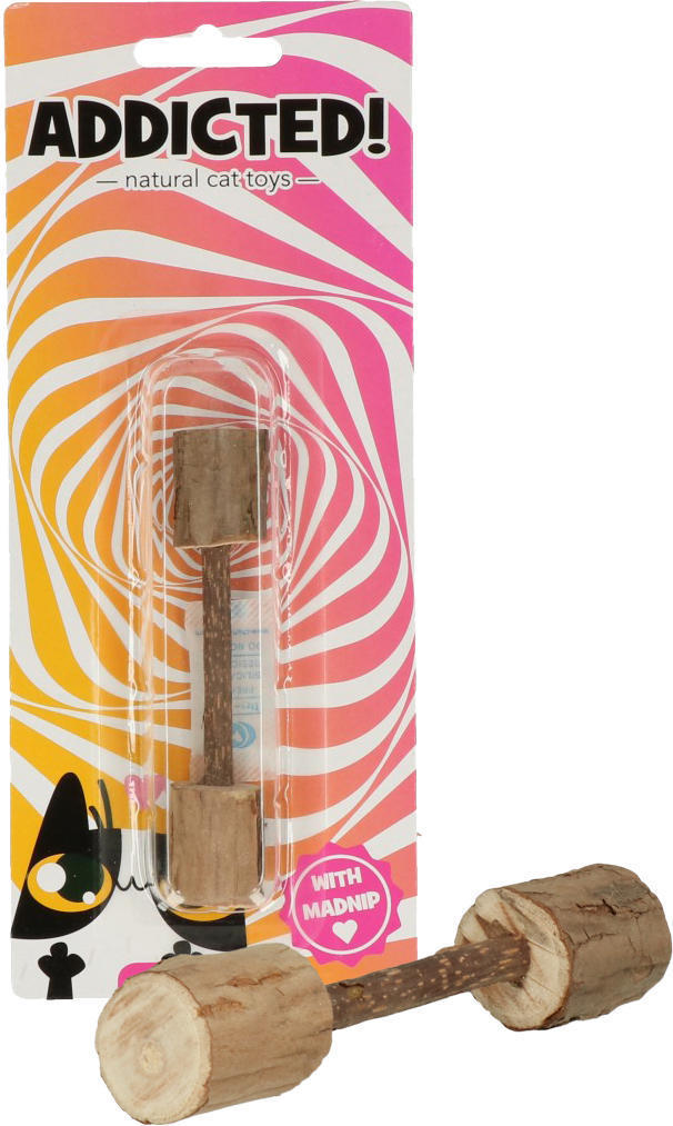Hanging Wood Dumbell with cat root cat toy
