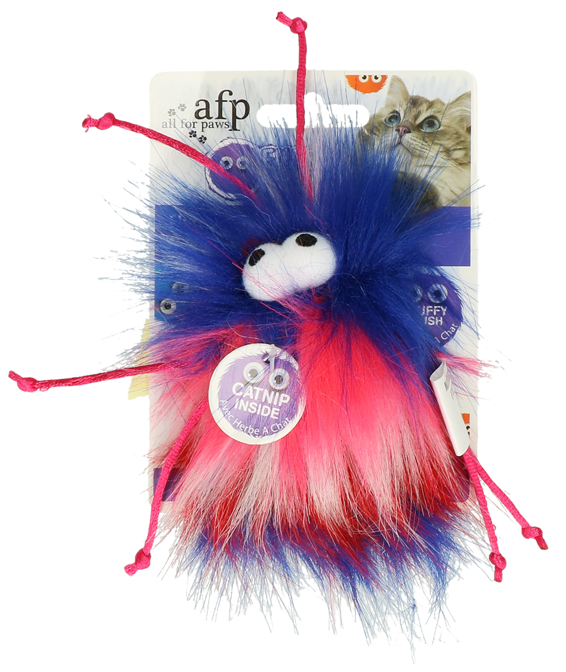 Furry Fluffer red cat toy filled with catnip