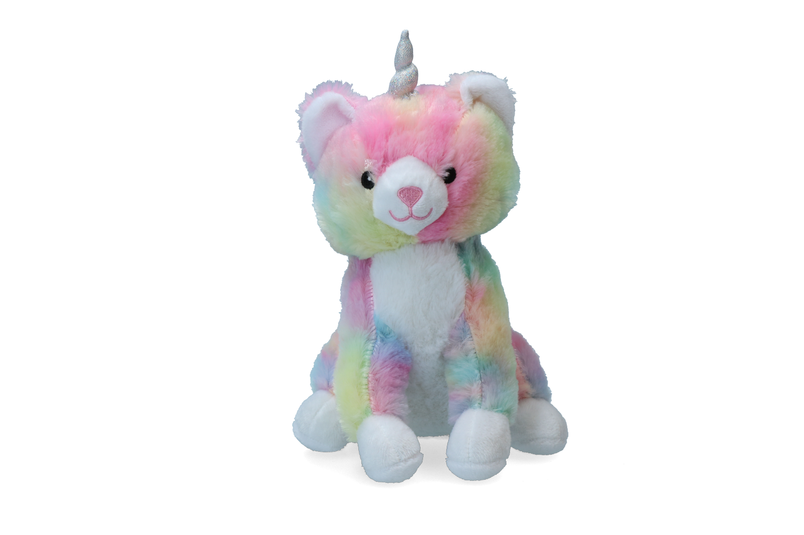 Rainbow coloured cat dog toy plush