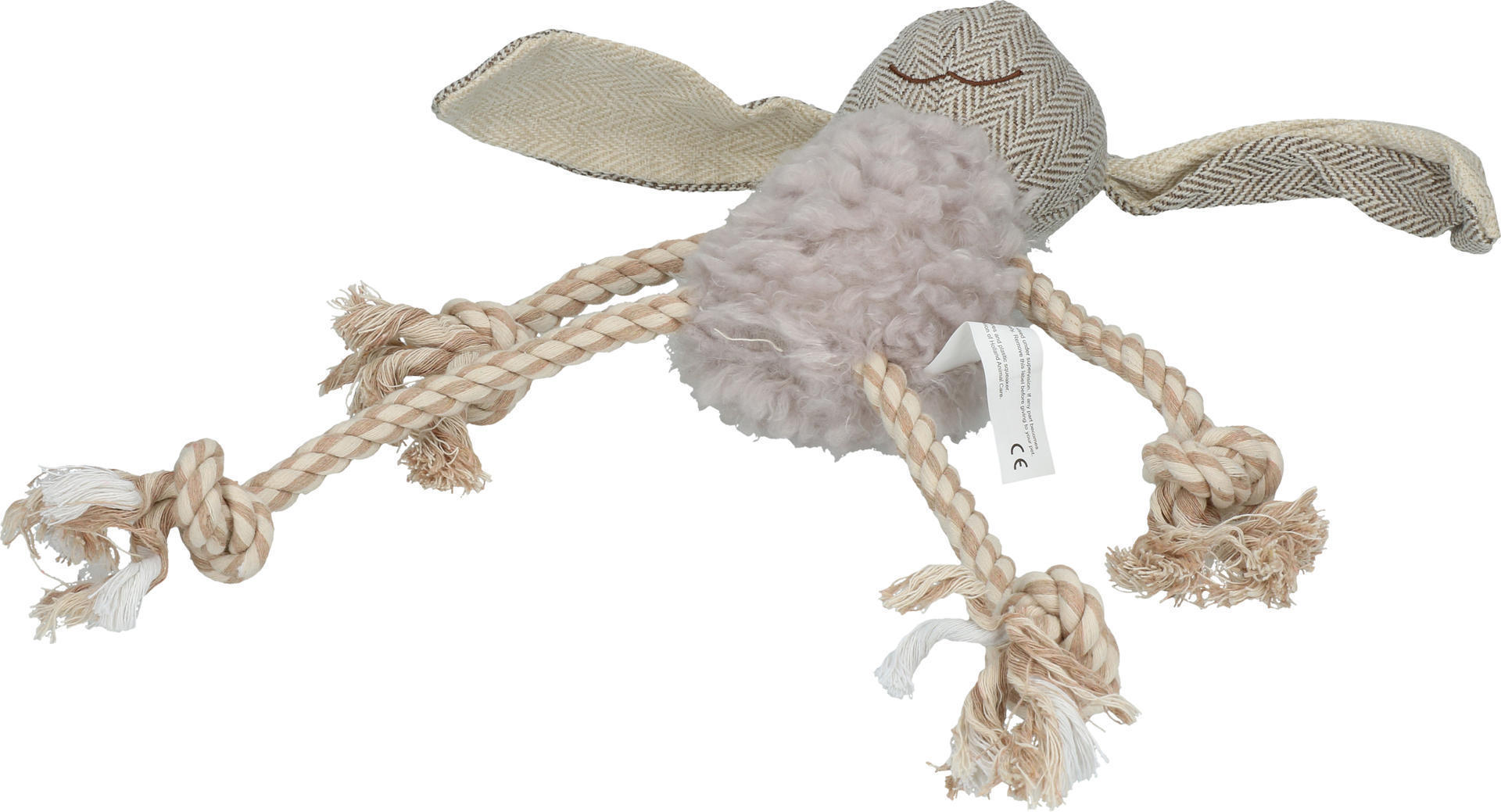 Bunny with rope grey plush dog toy