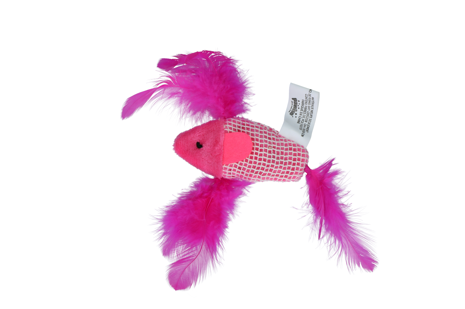 Fish with feather cat toy stuffed with catnip