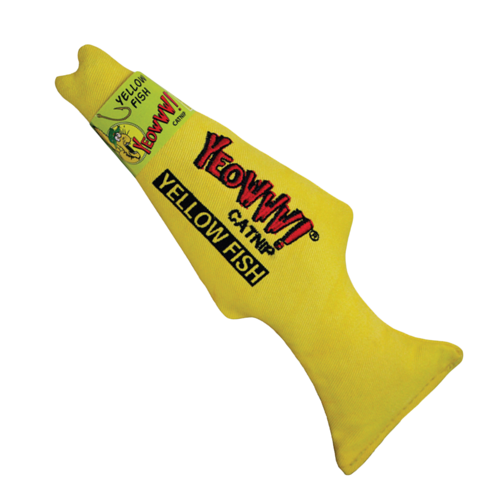 Yellow fish stuffed with catnip cat toy