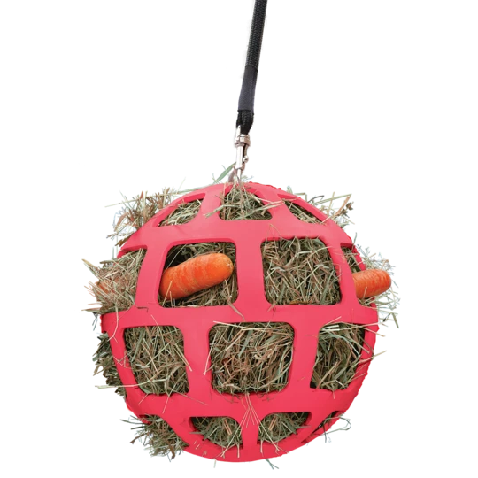 Flexible ball hay feeder for horses 22 cm pink
