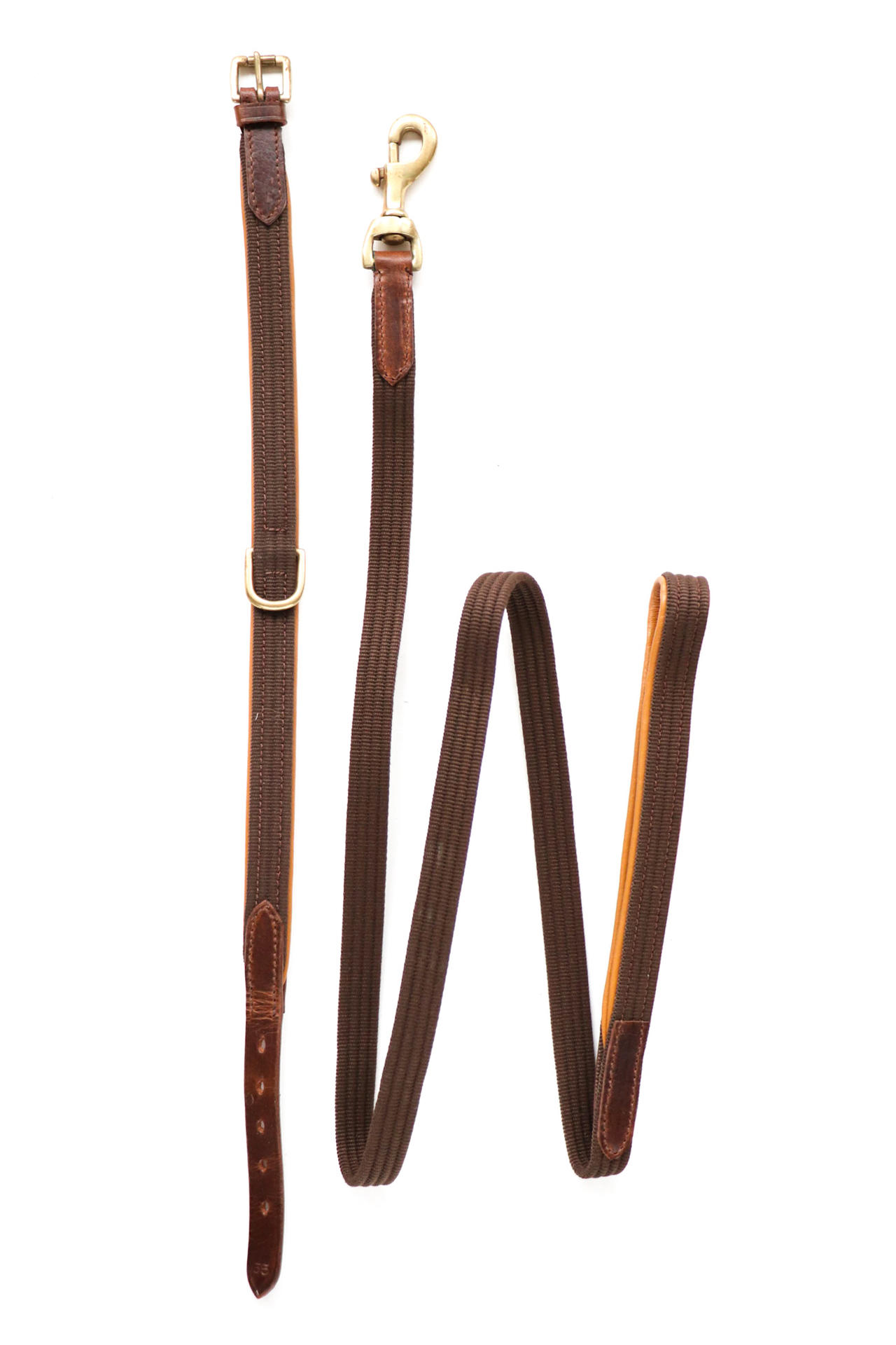 011 Webband Dog leash brown with brown lining 35cm leather special