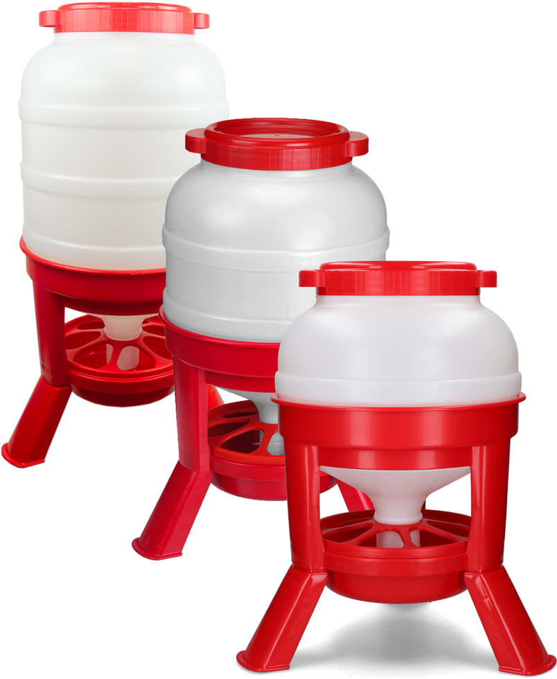 Poultry feeder with feet 20 l red hopper