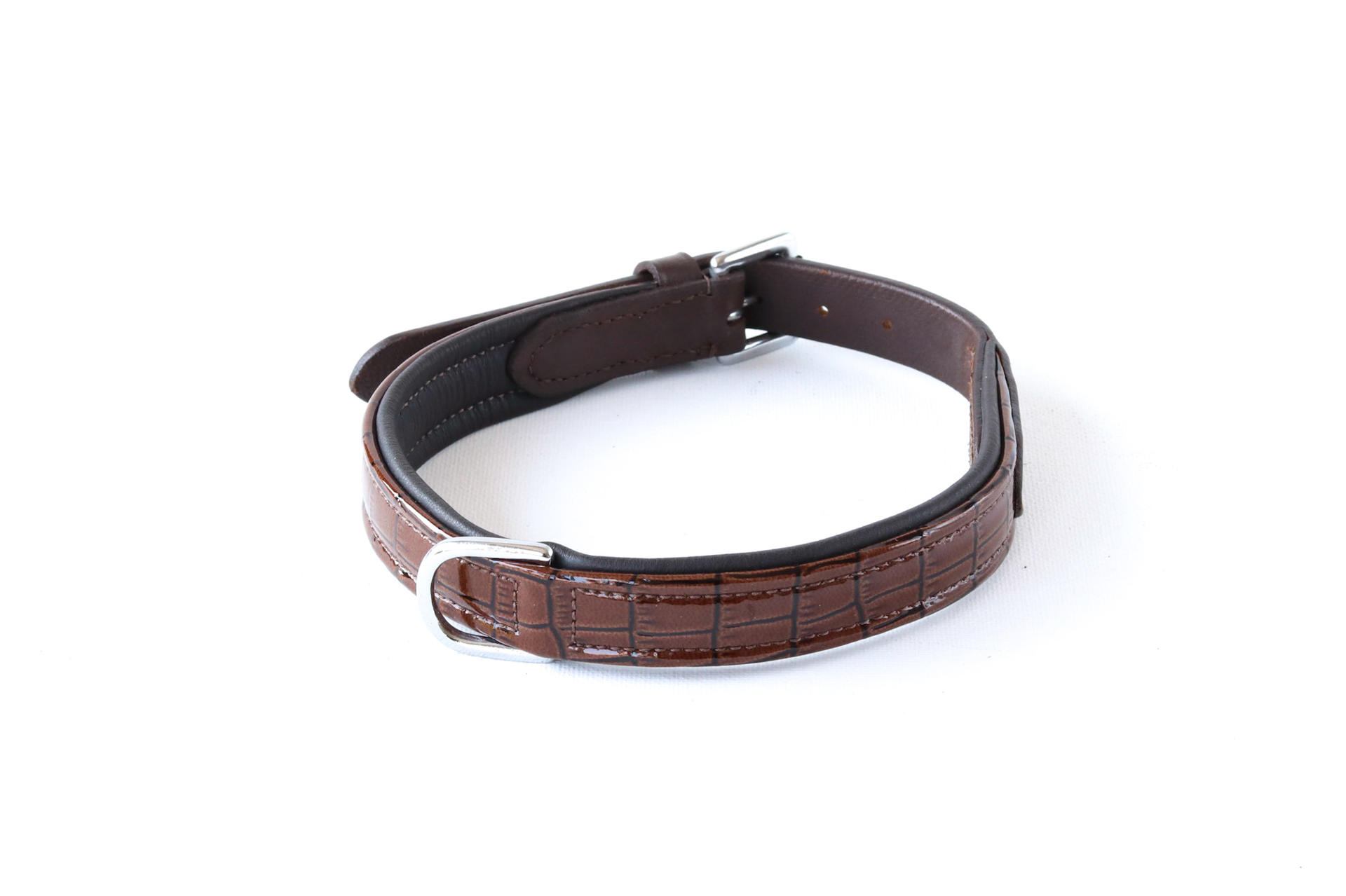 053 dog collar animal pattern leather brown 60 cm special