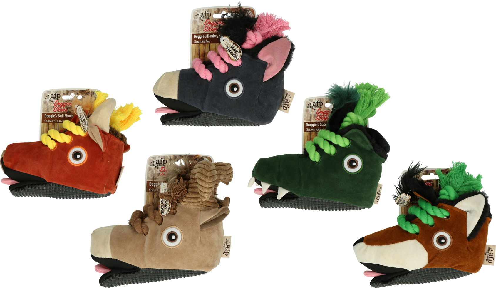 Doggy whistling dog toy shoe shape with bull motif