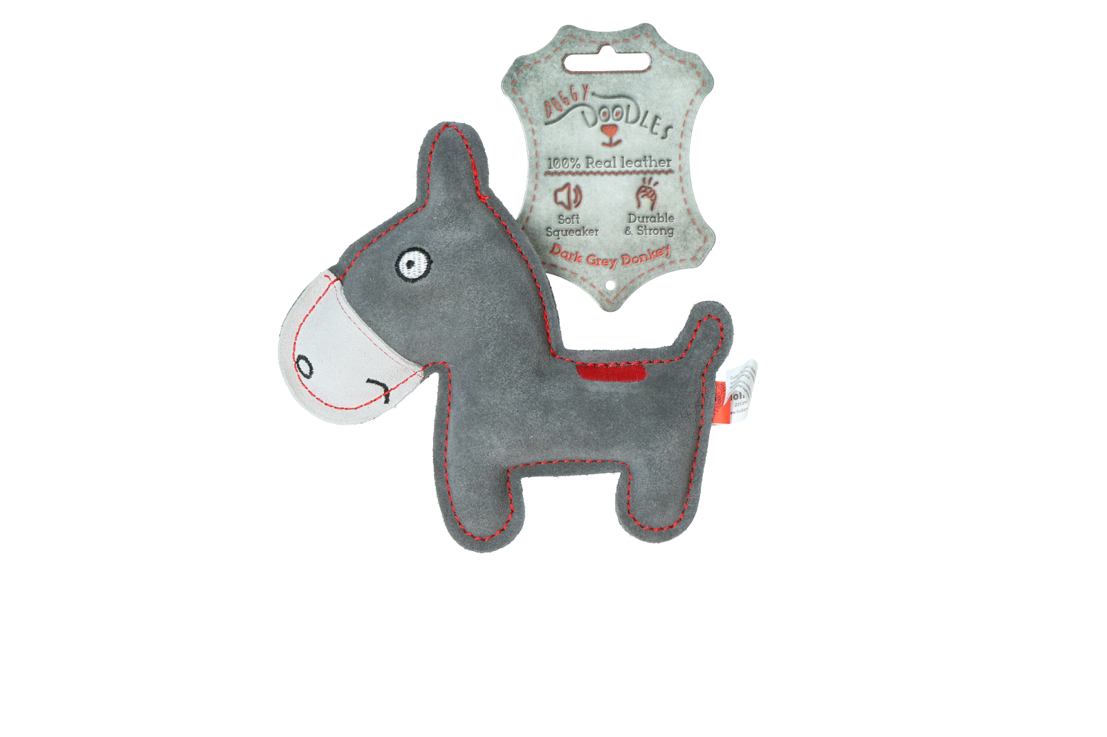 Doggy Doodles dark grey donkey dog toy plush