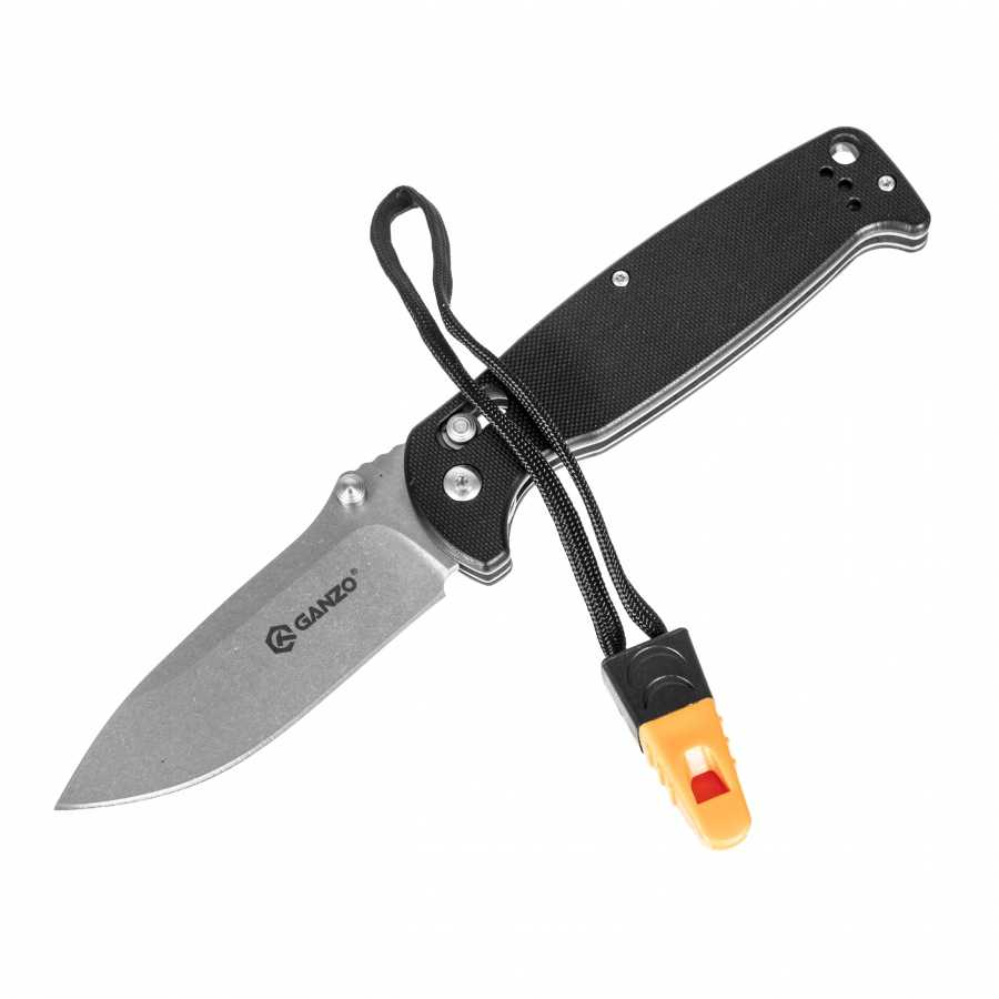 G7412-BK-WS folding knife with whistle