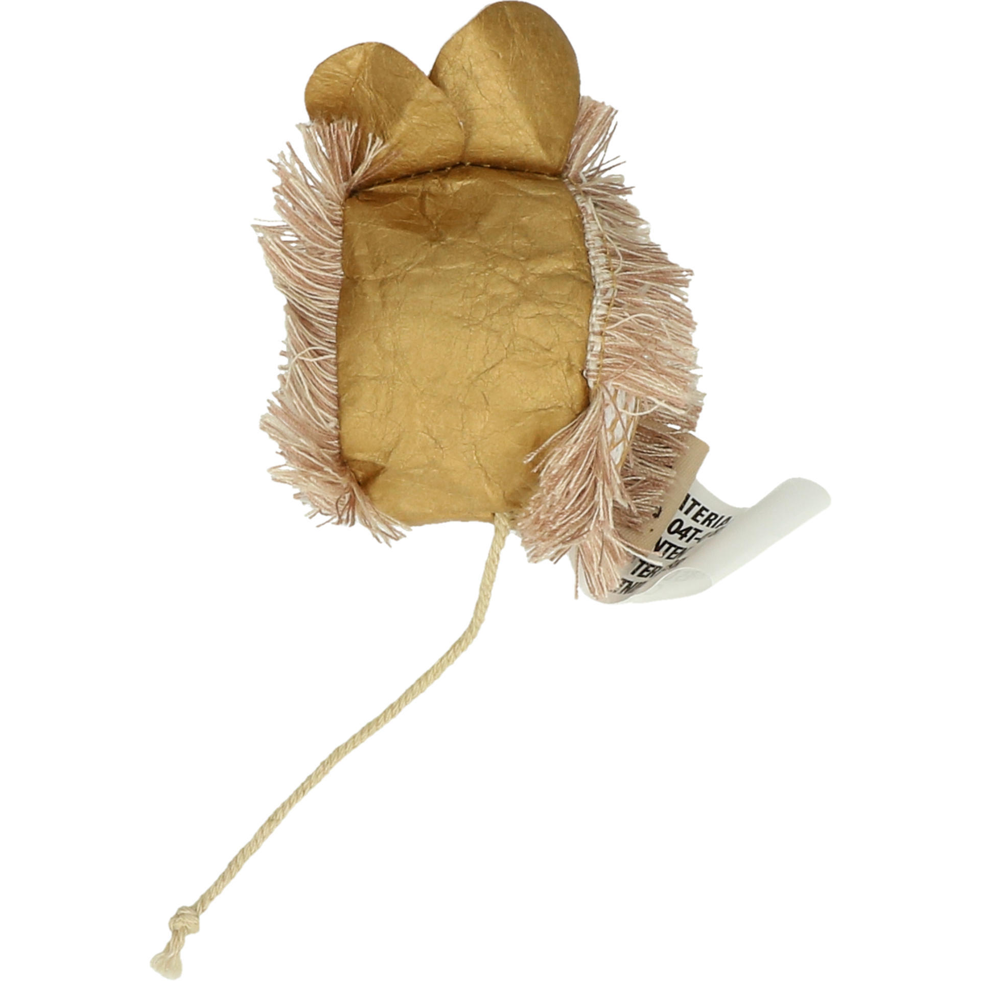 Paper cat toy in the shape of a mouse filled with crinkled paper cat balls