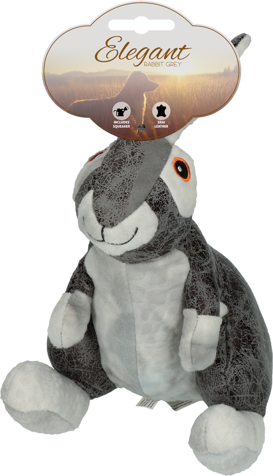 grey rabbit soft dog toy