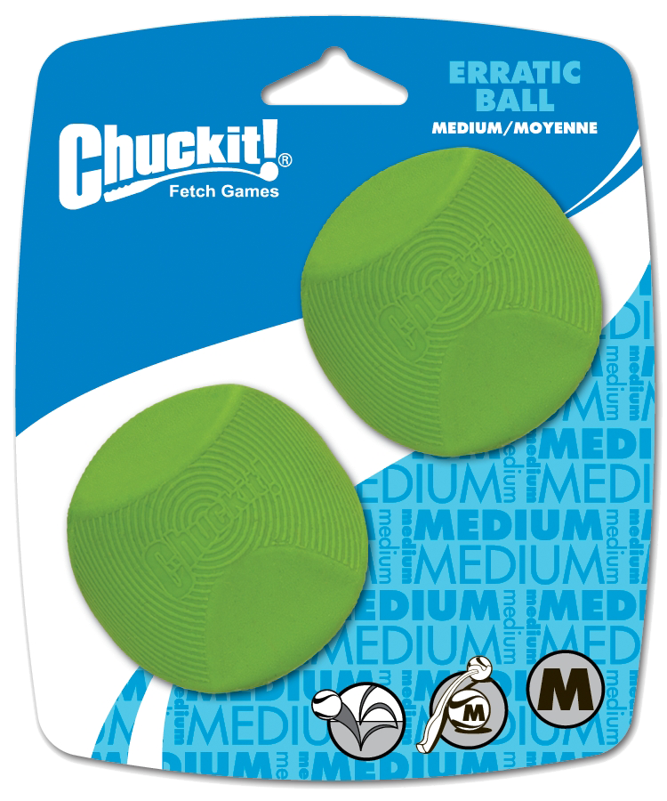 Chuckit erratic glow ball m 6 cm 2 pack dog toy
