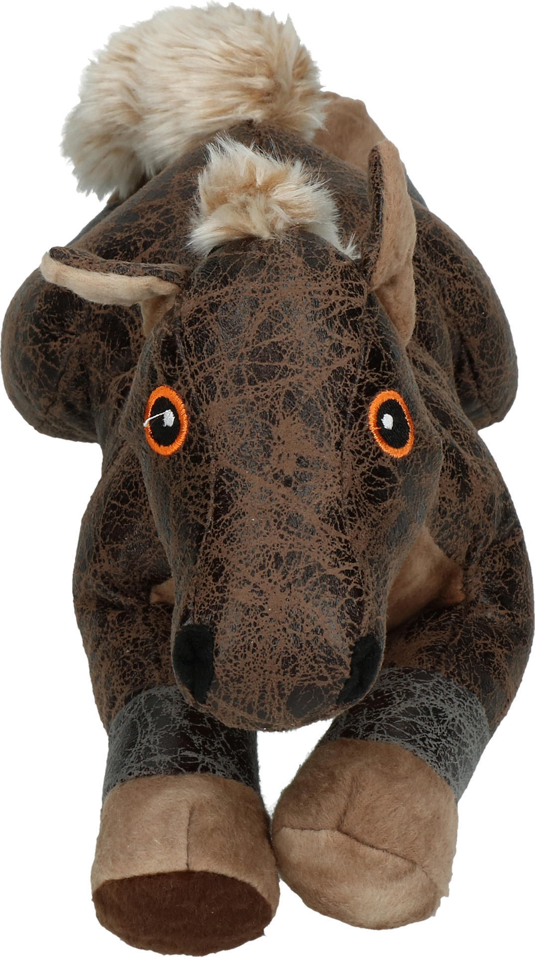Soft material dark brown horse dog toy