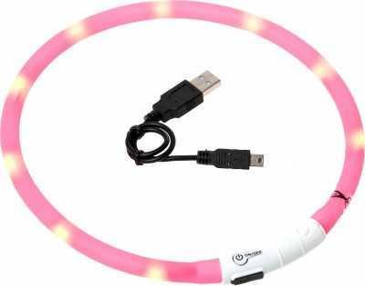 Collar flashing lighted LED USB pink 70 cm dog cat lighted collar