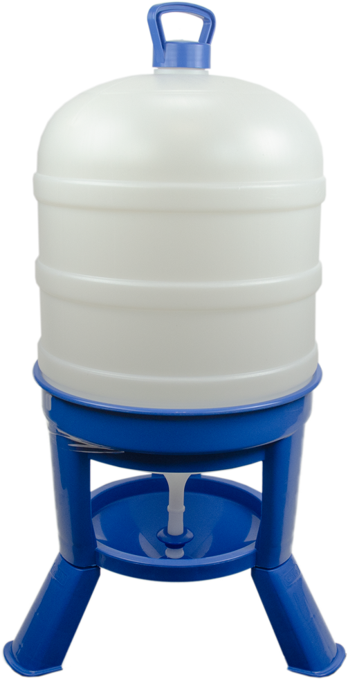 Poultry drinker with foot 40 l with blue siphon