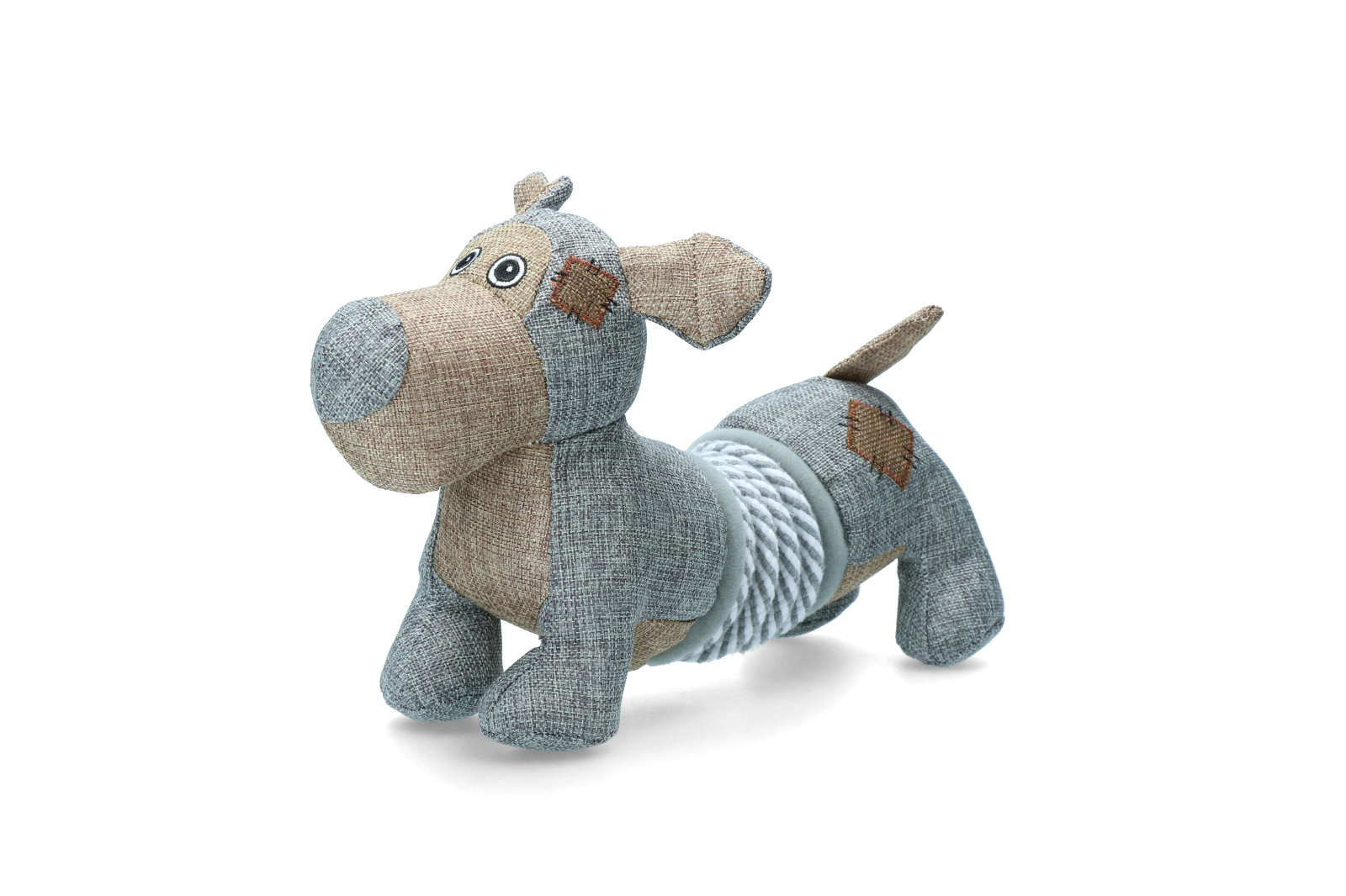 Plush dog toy with foldable spring