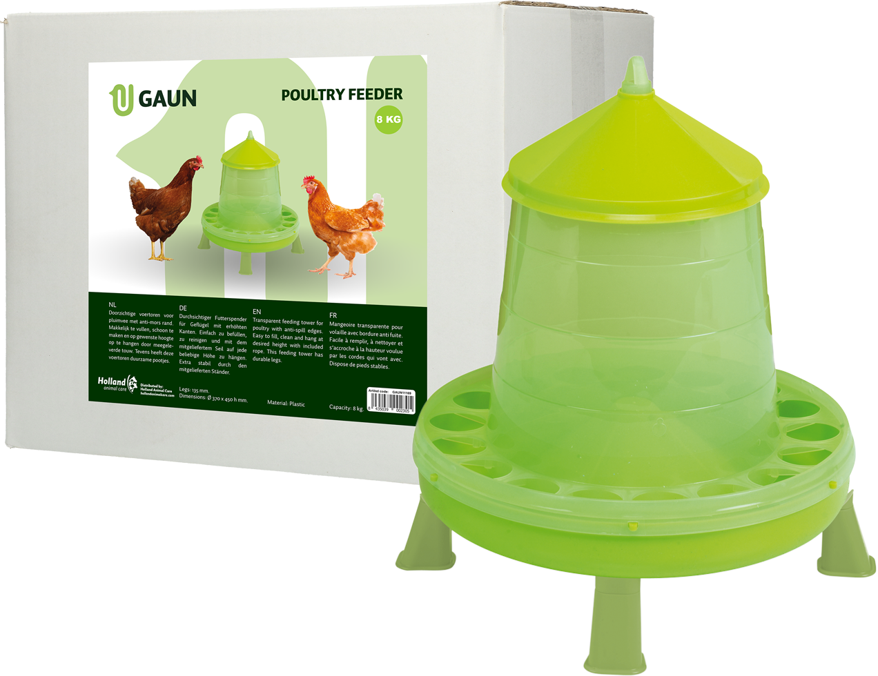 Poultry feeder with feet 8 kg green lemon