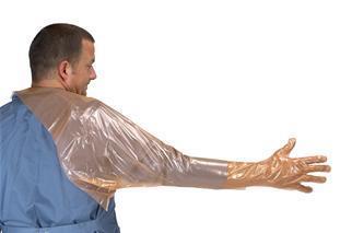 Disposable gloves orange for sheep, goats, alpacas, llamas, larger animals