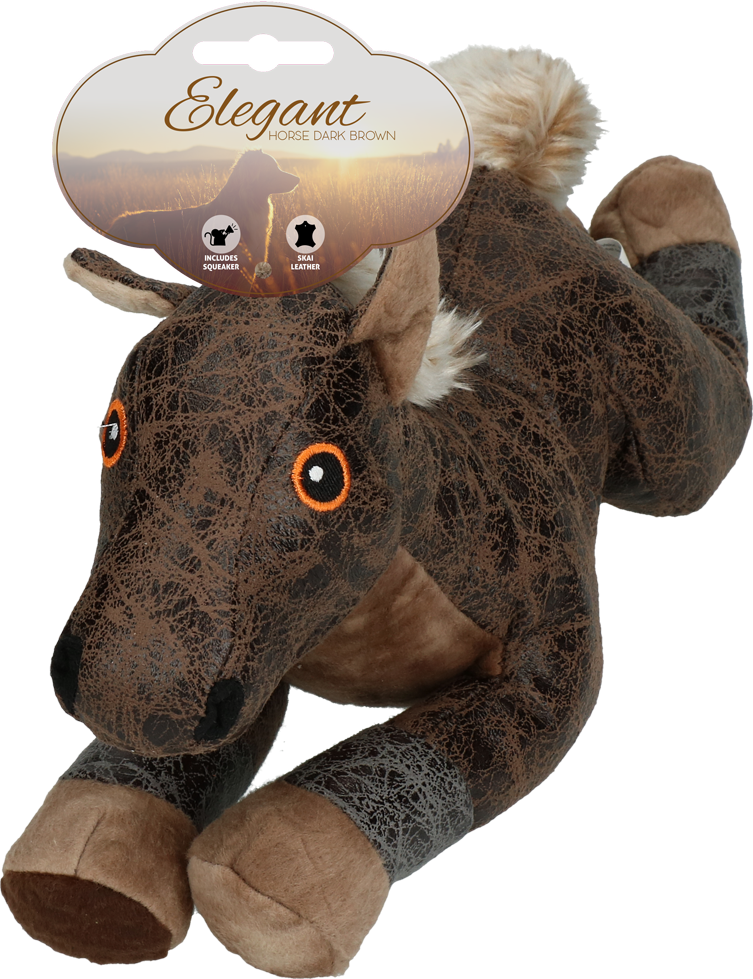 Soft material dark brown horse dog toy