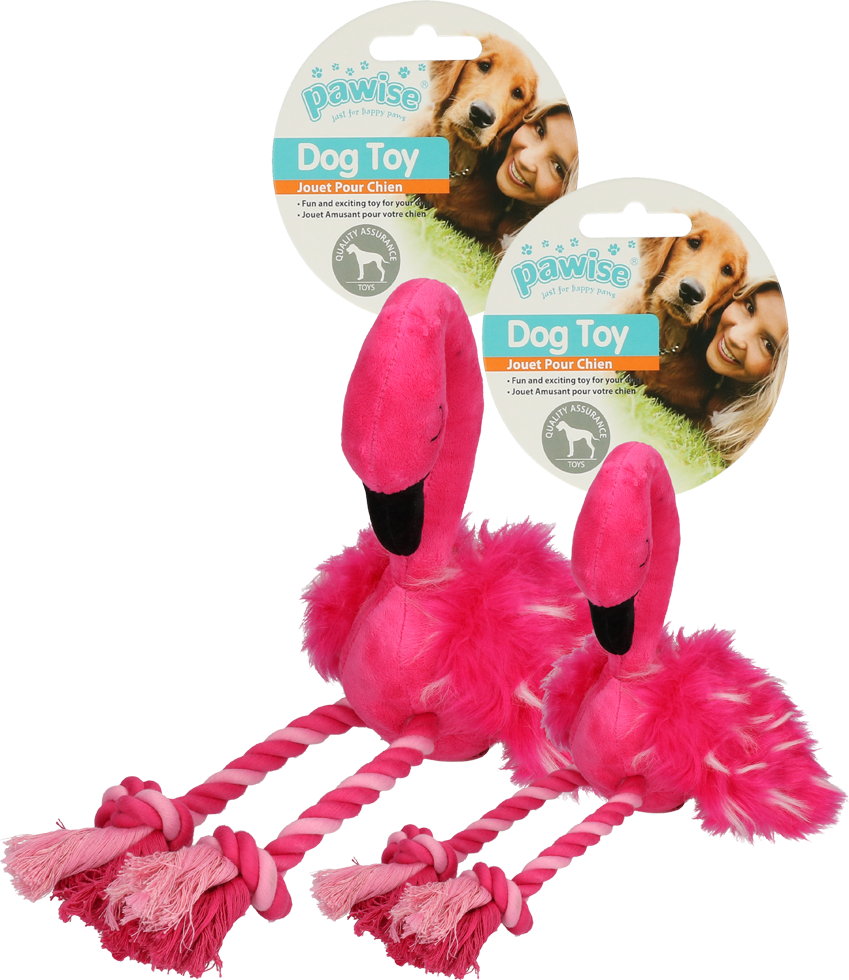 Flamingo toy with rope legs S plush dog toy