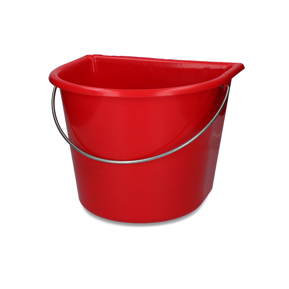 bucket with flat side 15 l red stable livestock feeding feeding technology feeding bowls