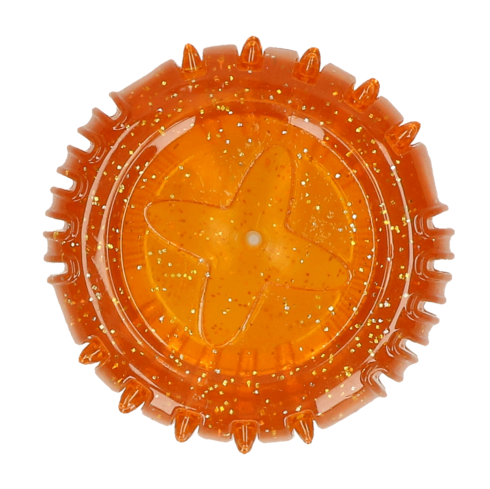 Chewing toy with teeth cleaning gum orange dog toy