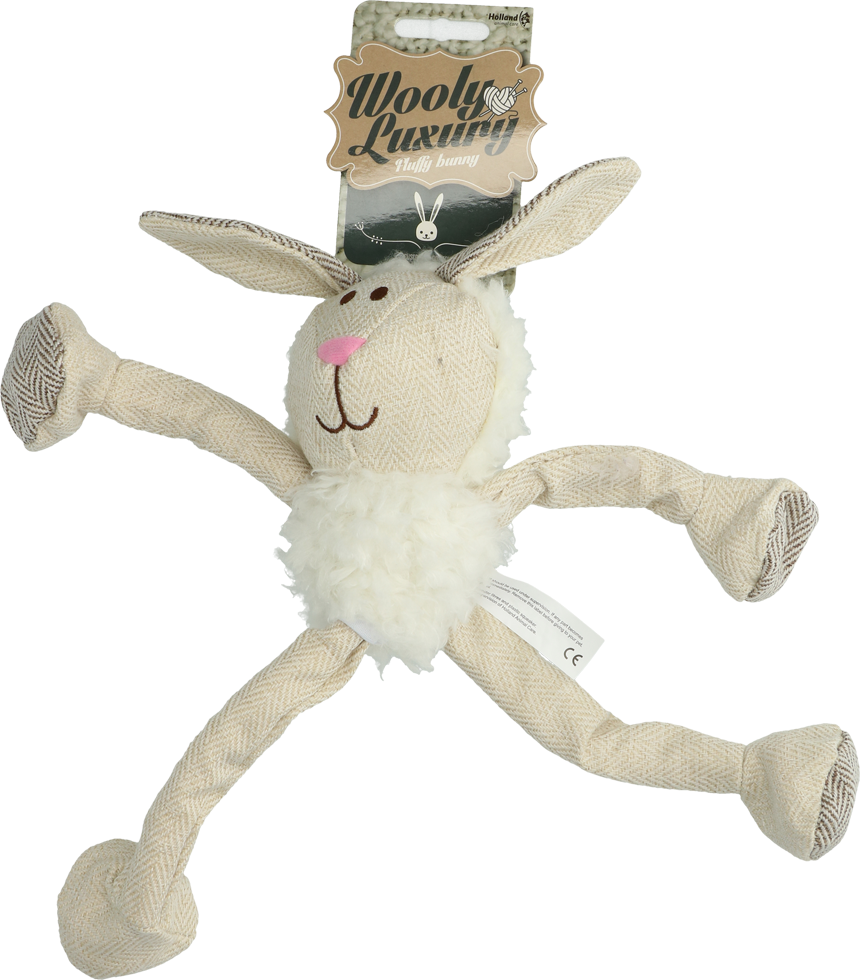 Fluffy white bunny dog toy plush