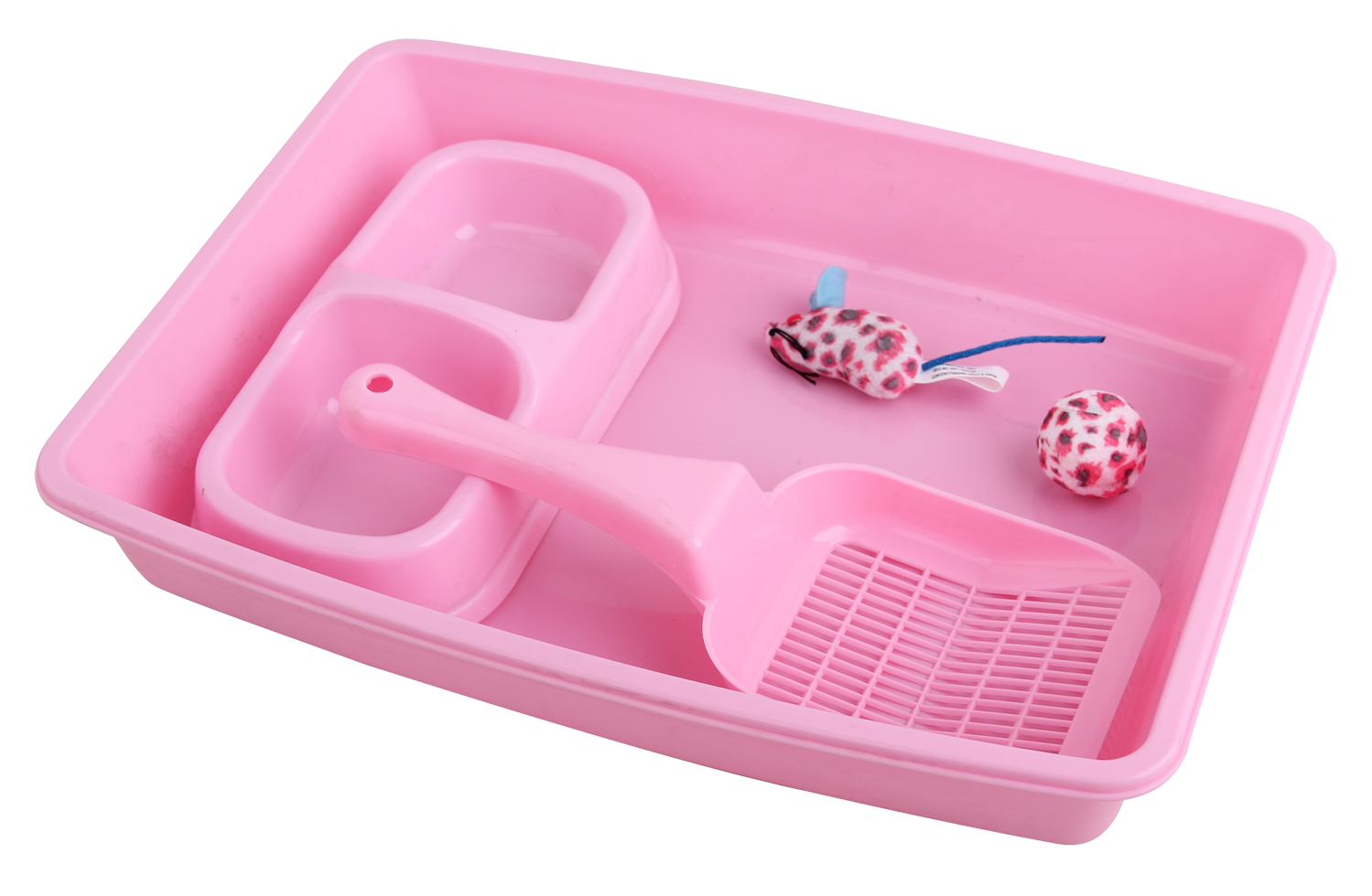 Kitty cat litter box, litter box, litter tray, starter kit pink