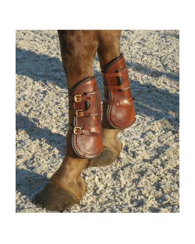 121 Leather tendon protection boots with leather strap  foot protection