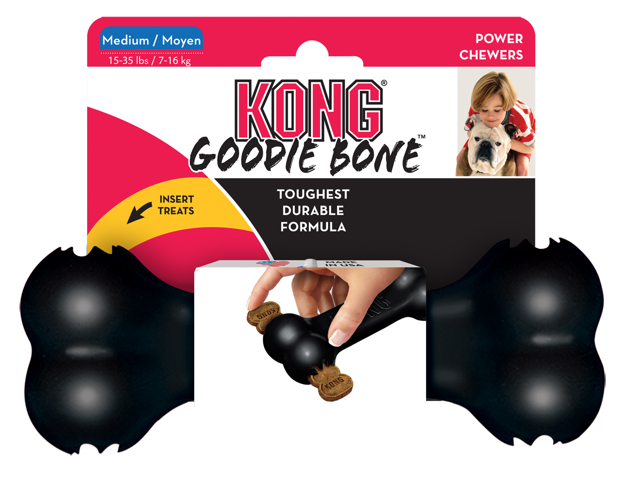 Goodie rubber bone extreme strong medium size dog toy