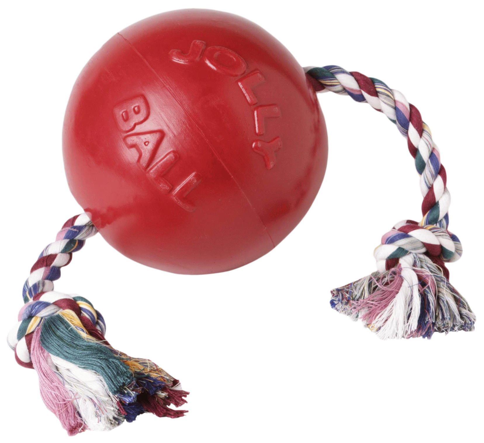 Scented red dog ball with rope
