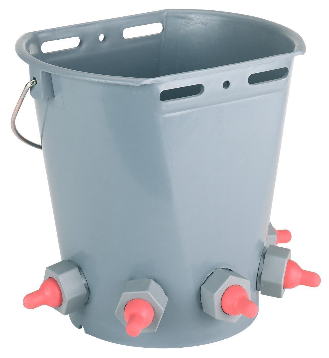 Sheep duplex feeding bucket, flat with 5 holes, without teat, sheep, goat bottle