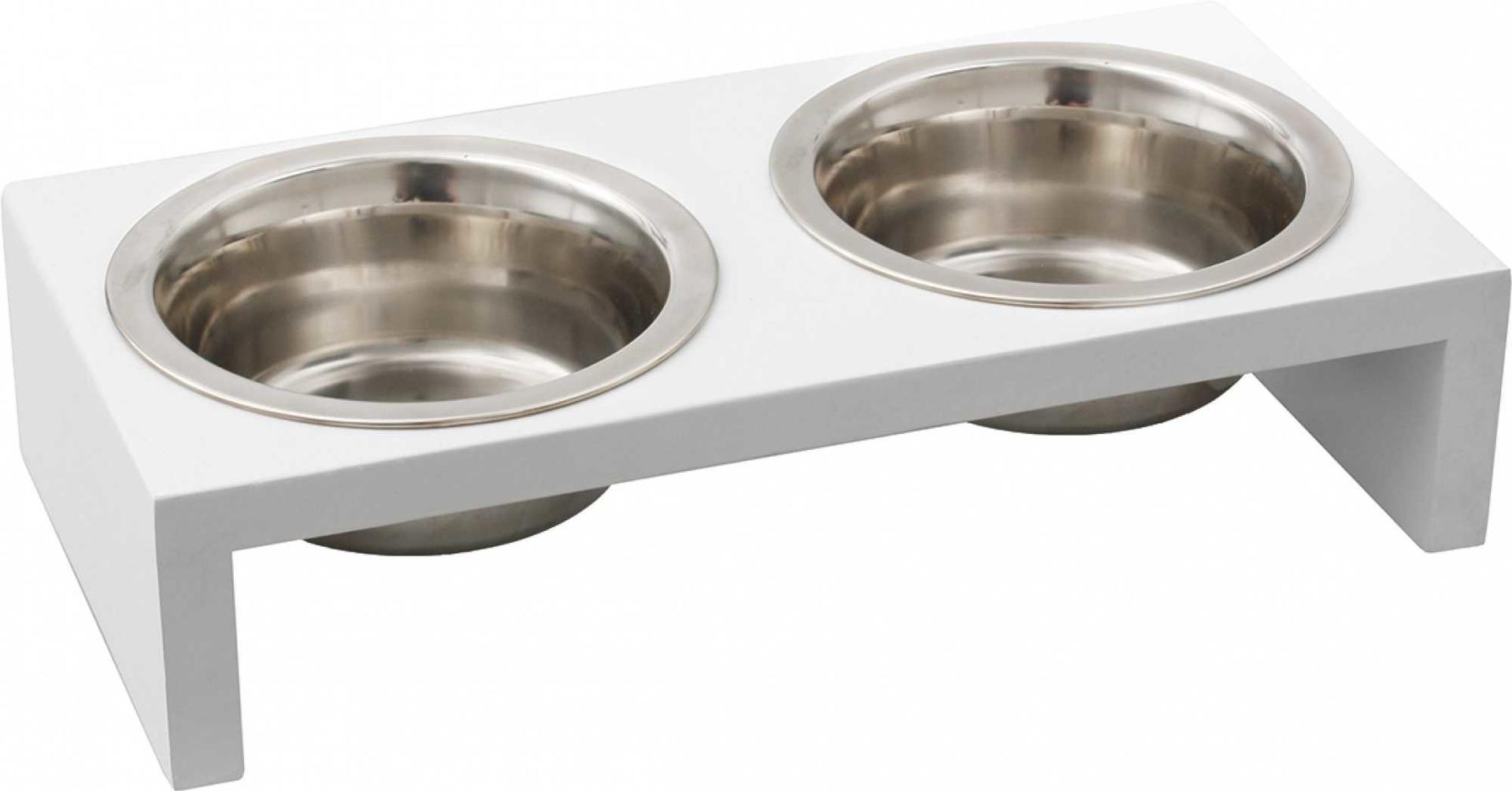 Raised double feeding bowl for dog and cat