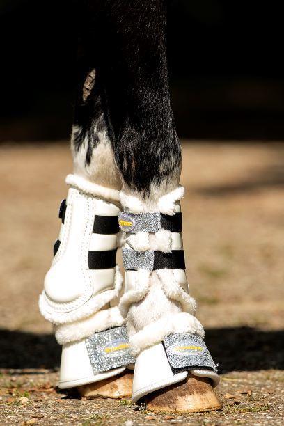 228 Show-time Gold Rush Glitter training tendon boots small size champagne color 3XS horse foot protection