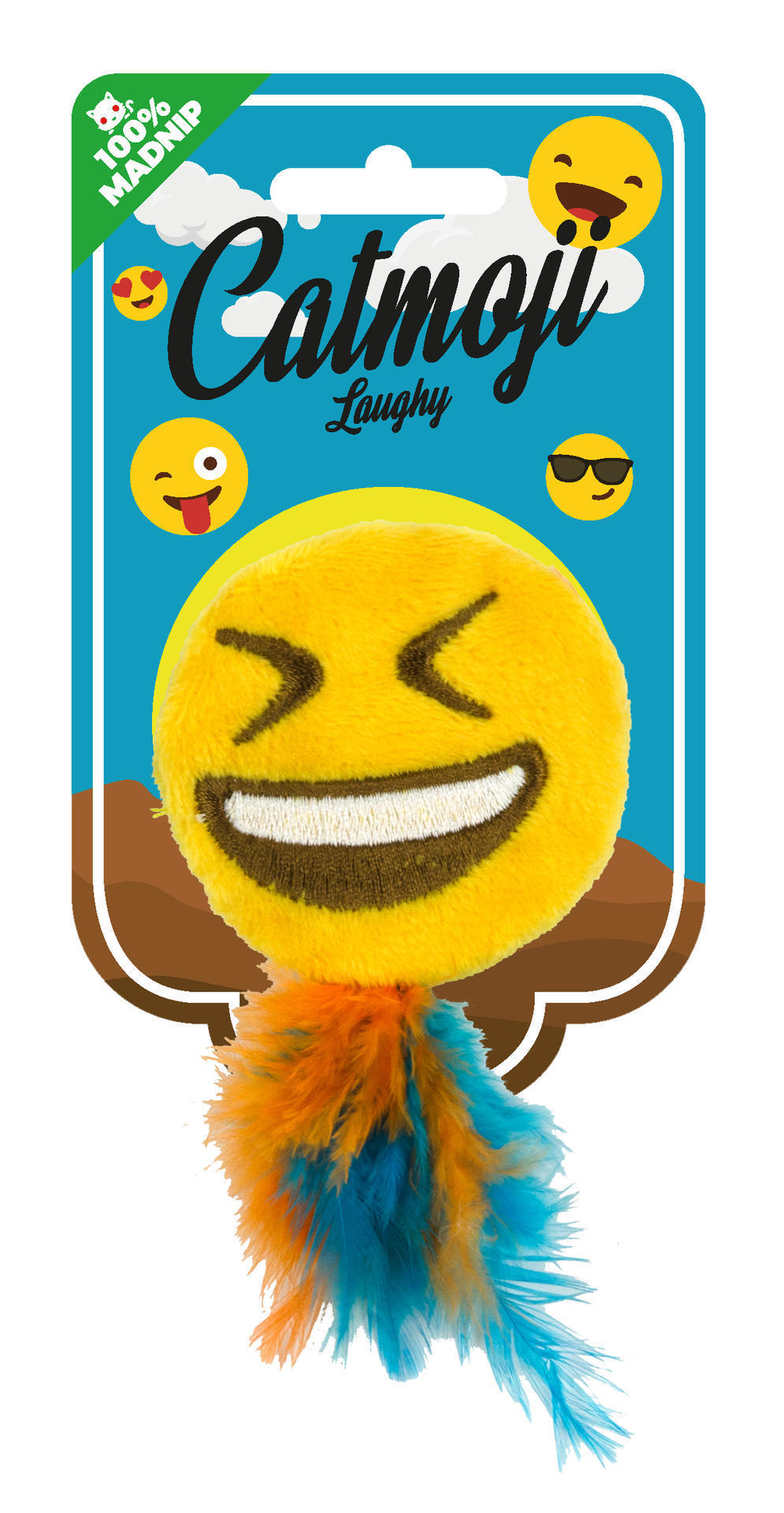 Emoji Cat Laughy cat toy with feathered cat toy
