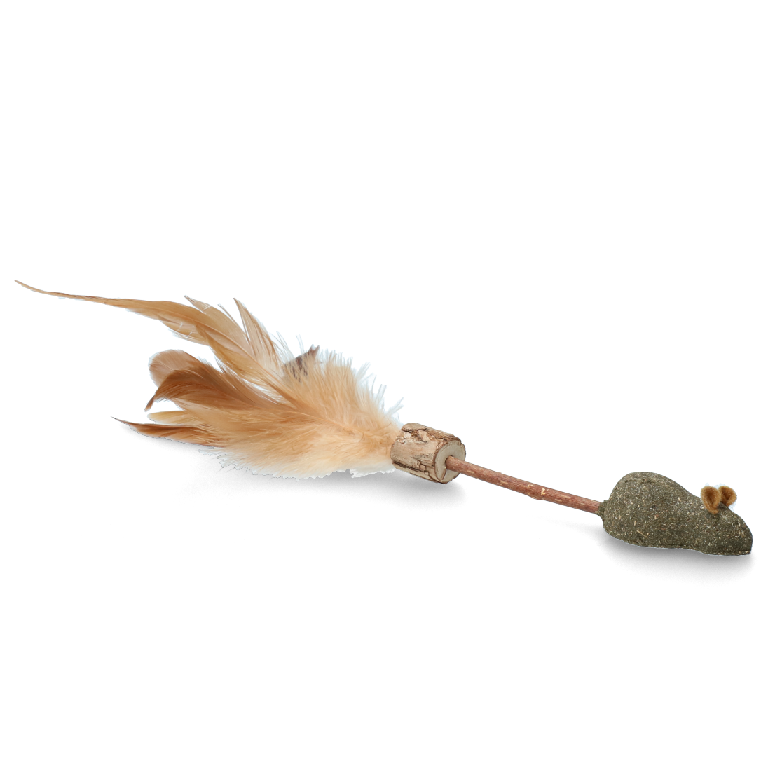 Stick with mouse and feathers cat toy