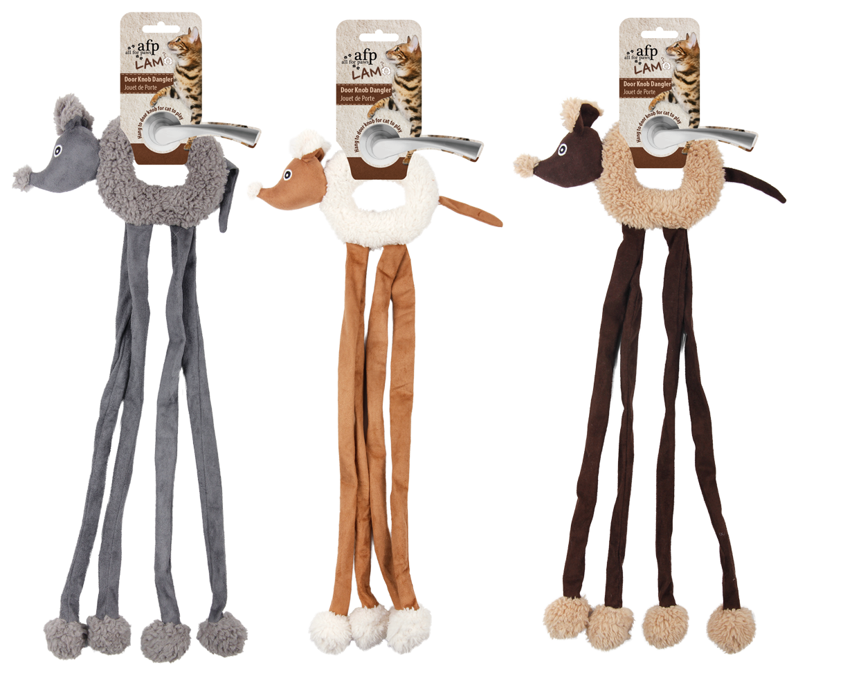 Lambswool-simulating doorknob button plush cat toy