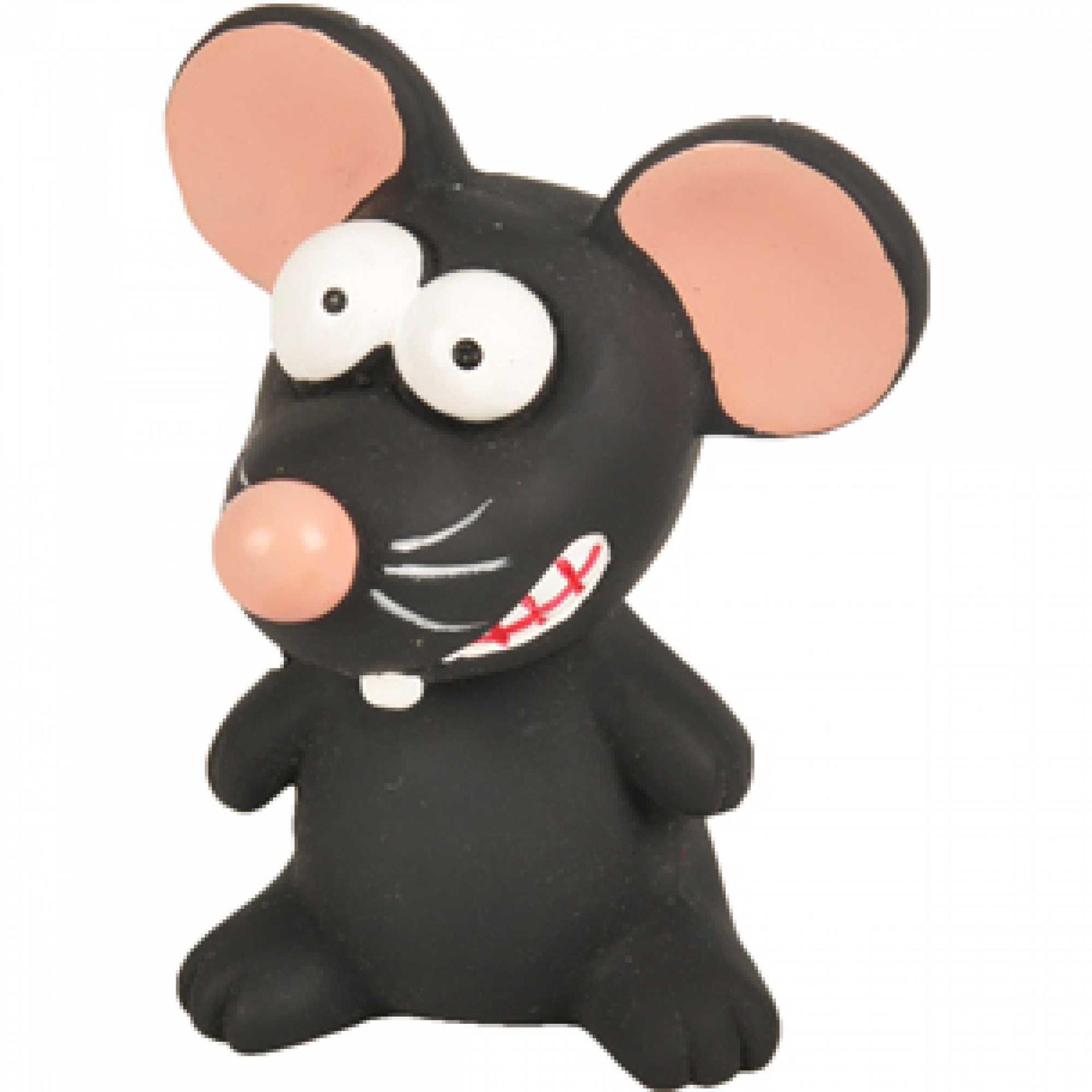 Dog toy latex mouse black 11 cm chew toy