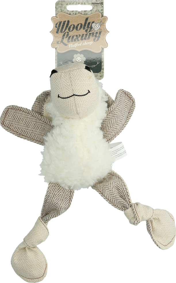 Flat white sheep dog toy plush