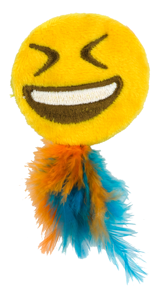 Emoji Cat Laughy cat toy with feathered cat toy
